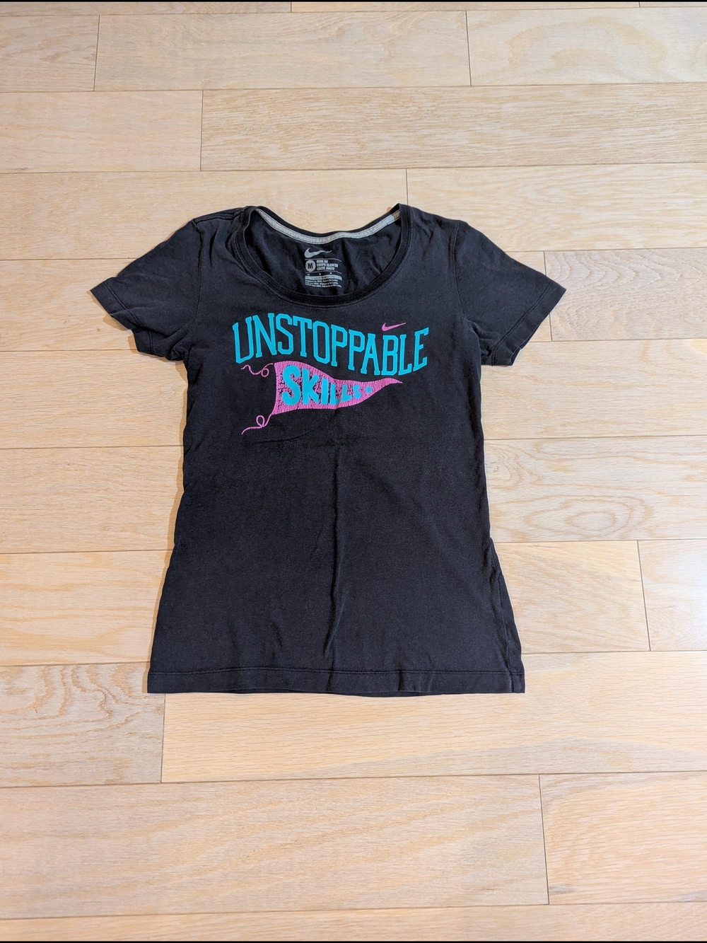 Nike Black T-Shirt with Turquoise and Pink Graphic